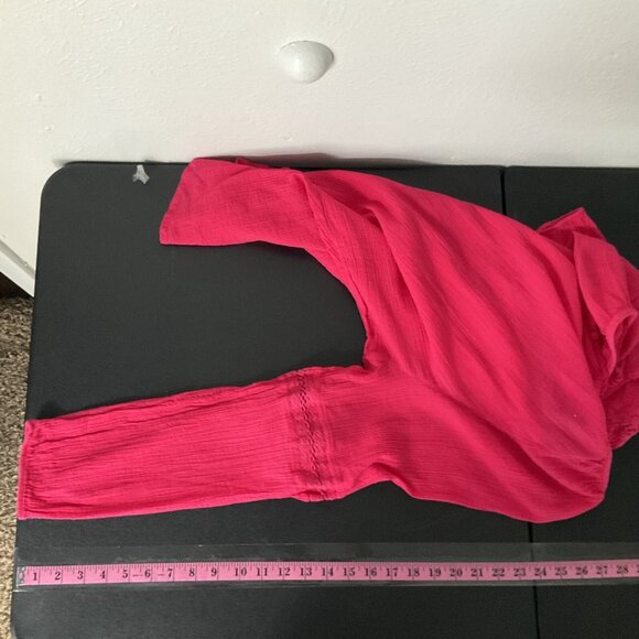 Lane Bryant Top Women Sz 18 Pink Tassels Embroidery Lightweight Peasant Boho - Picture 8 of 10
